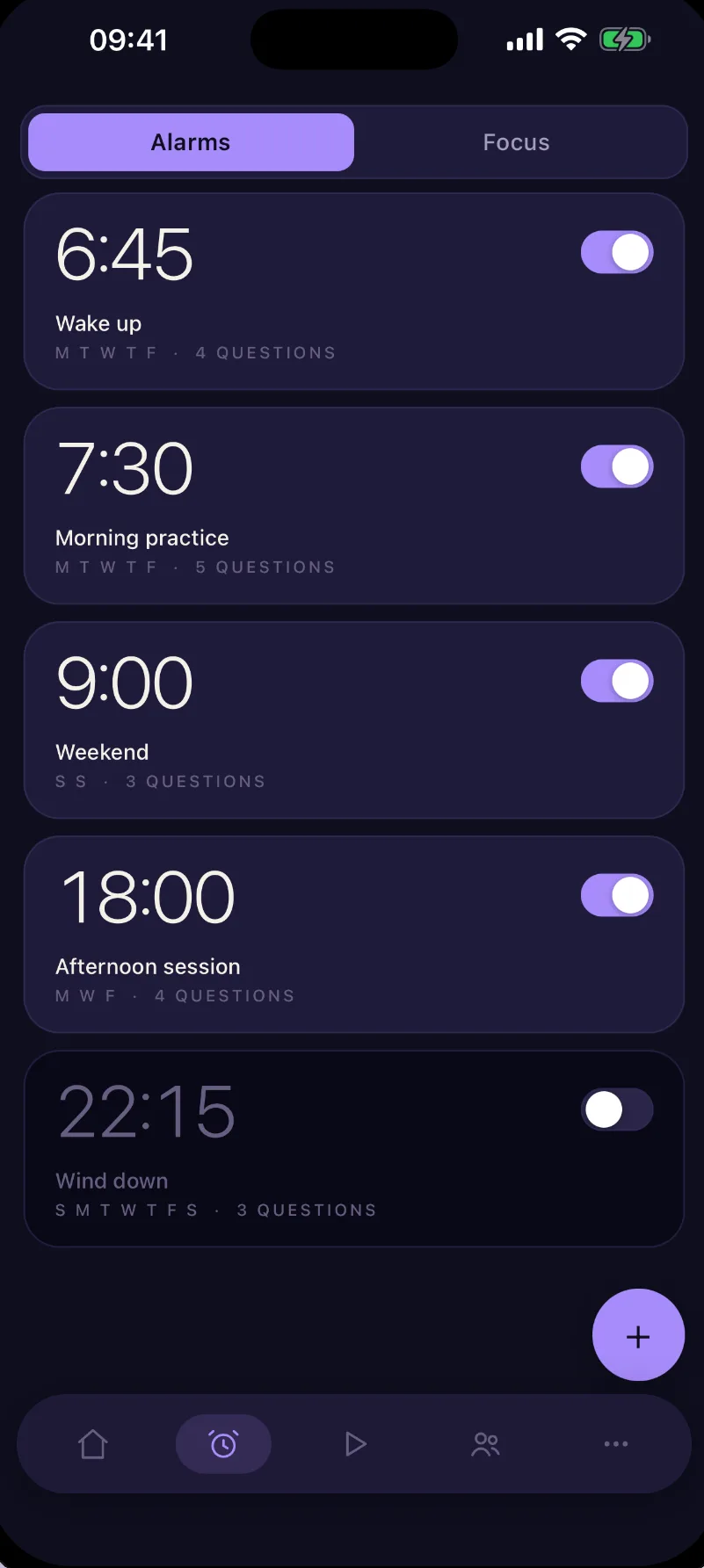 Morning practice alarms