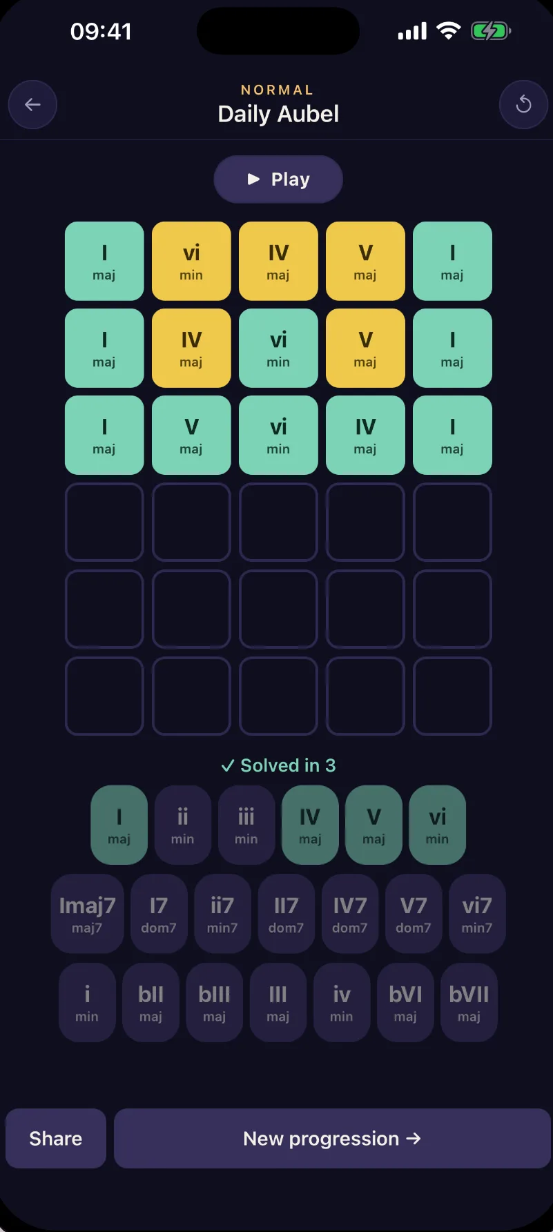 Daily progression puzzle