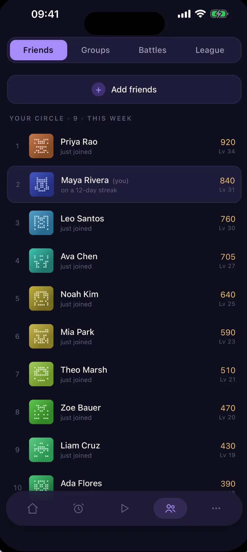 Friends leaderboard