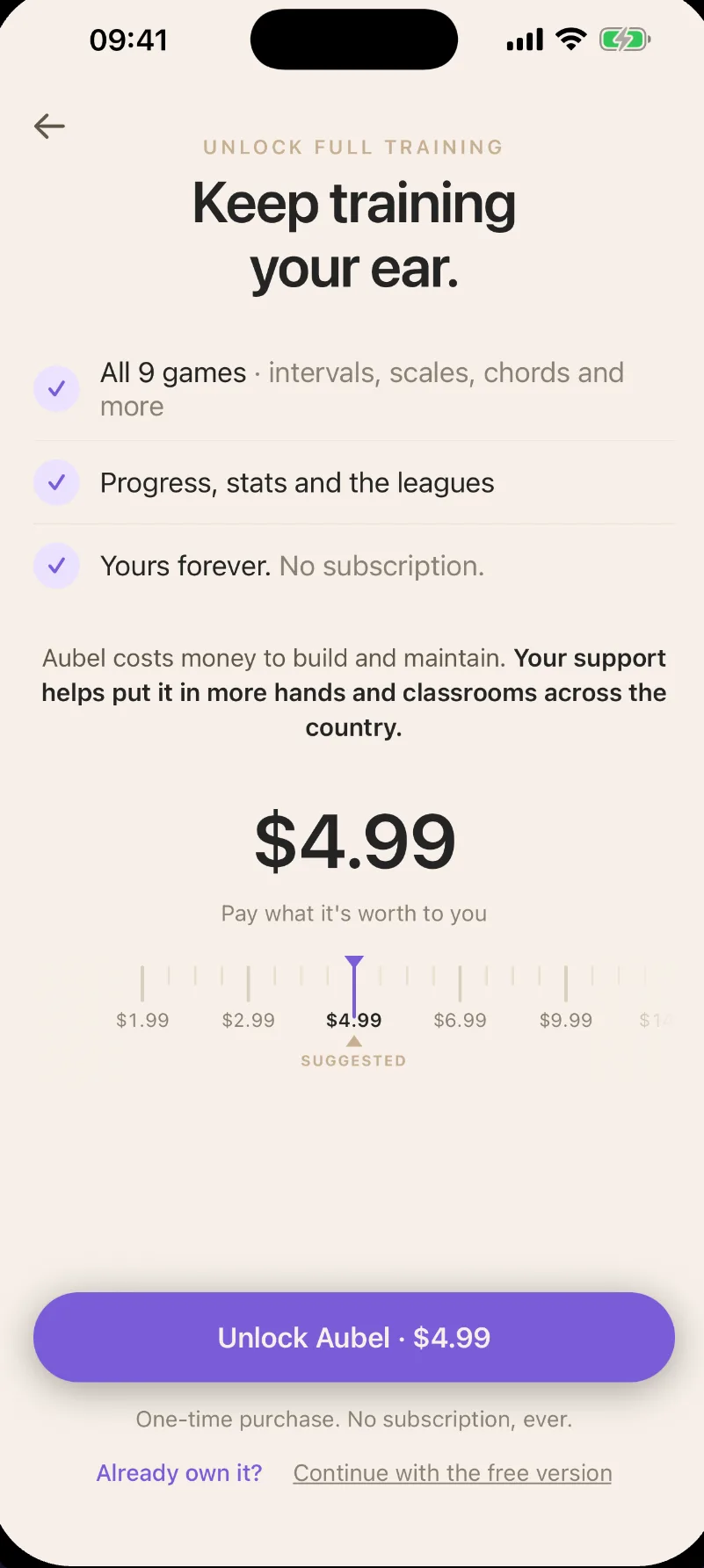 Unlock Aubel: pay what you want